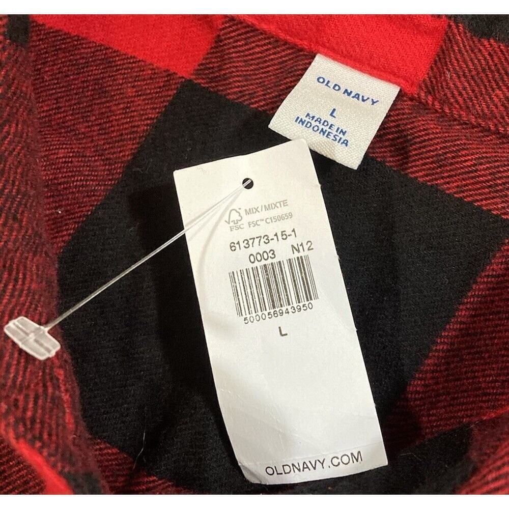New Old Navy Button Up Flannel Woman’s Boyfriend Fit Red Buffalo Check Size L